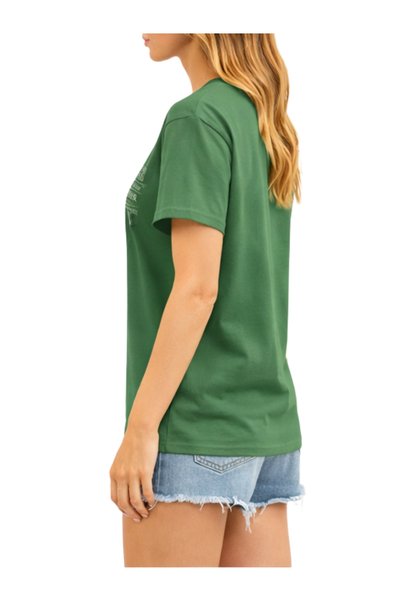 LAND MODA Unisex Vintage Newspaper Printed Oversized Green T-Shirt 100% Cotton Streetwear