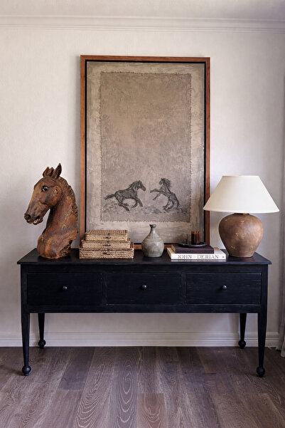 Baefiga At Başı Heykeli – Dekoratif El Boyaması Figür