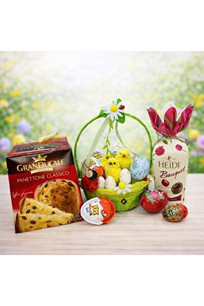 velve Cos cadou Paste Bunny Sweet cu Panettone Granducale, Kinder Joy si pral...