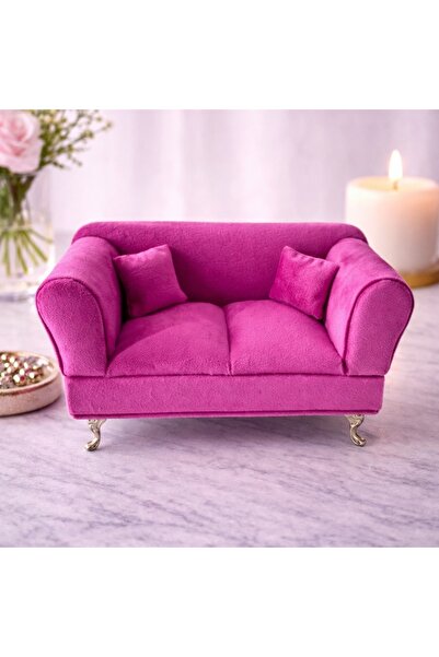velve Jewelry stand in the shape of a fuchsia sofa, 24x13cm