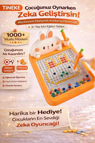 TİNEKE HOME Manyetik Kodlama Oyuncağı Çizim Tahtasında Boncuk Havuç Kalem Mon...