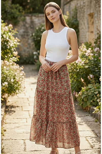 ENDAMIM VŠIPOVÁ VISKÓZOVÁ SUKNĚ S KVĚTINOVÝM VZOREM