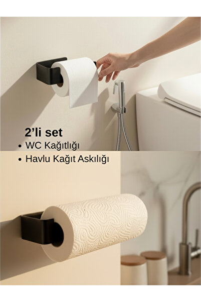 Form Design Yapışkanlı Tuvalet Kağıdı Askılığı & Havluluk 2’li Set – Delmeden...