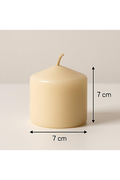 smyrna homes SİLİNDİR MUM 7X7 CM KREM
