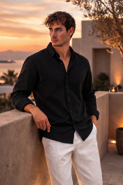 Valiberta Ανδρικό πουκάμισο με μακρυμάνικο μισό μεγάλο μέγεθος Pera Fabric Li...