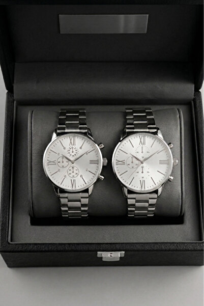 Leerybee Özel Kutulu Kadın Erkek Çift Kol Saati Metal Kordonlu Yılbaşı Doğum ...