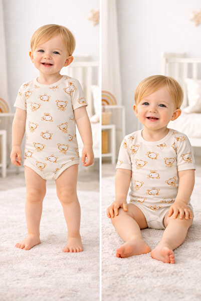 Bulut Anne ve Çocuk Kısa kollu Bebek Çocuk %100 pamuklu Çıtçıtlı Body renkli ...