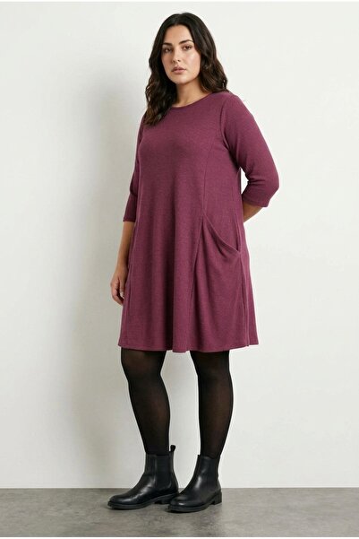 Stil Diva Haljina od likre veće veličine, pola rukava, okrugli izrez, asimetr...