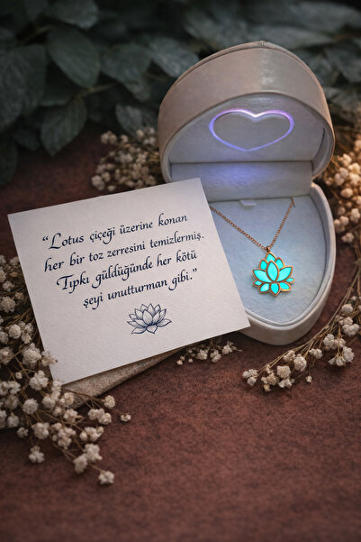 SOME SHINE Gece Parlayan Lotus Kolye Aşkın ve Umudun Sembolü