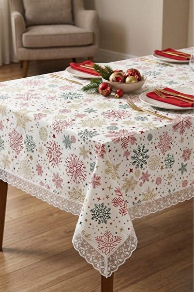 Rona Home Modern Classic Lace-Edged Elegant Tablecloth Stain-Resistant Worry-...