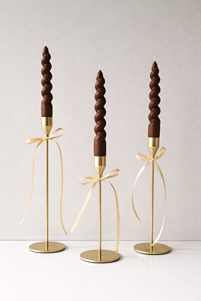 Lethe Design 3’lü Mum Seti-Dekoratif Burgulu İtalyan Şamdan Mumu-Kokulu 3 Adet