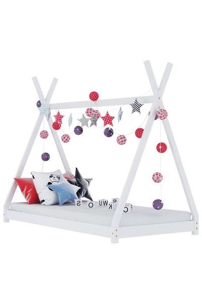 Concept Cadru pat de copii, alb, 80x160 cm, lemn masiv de pin