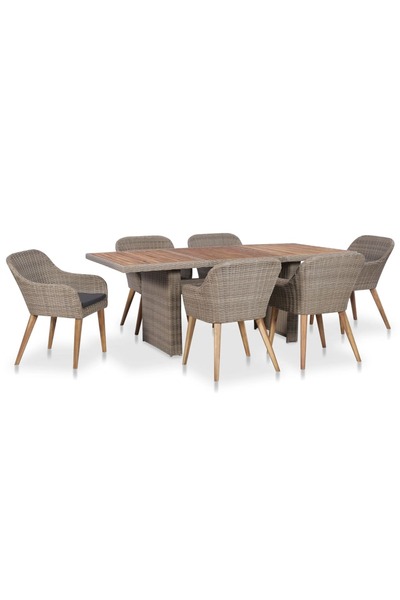 Concept Set mobilier de exterior cu perne, 7 piese, poliratan