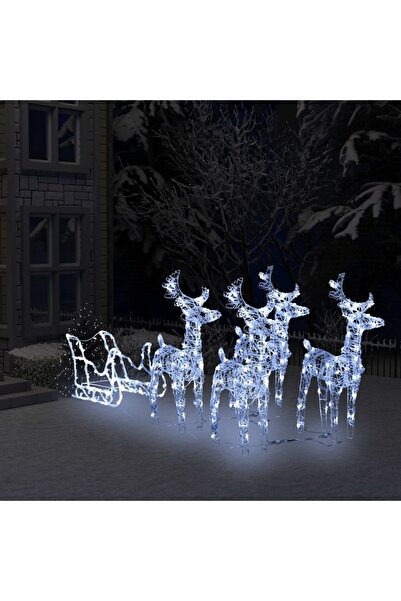 Concept Decorațiune de Crăciun cu reni și sanie, 240 LED-uri, acril