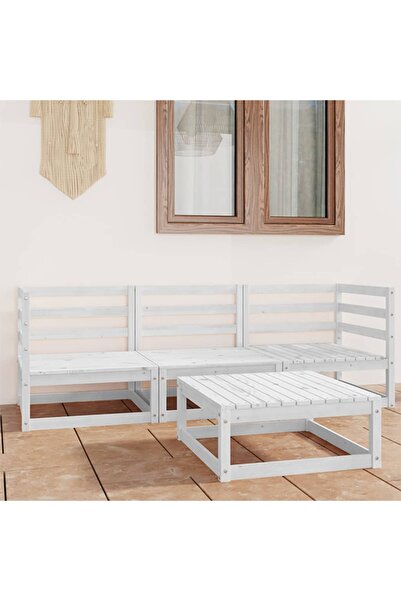 Concept Set mobilier de grădină, 4 piese, alb, lemn masiv de pin