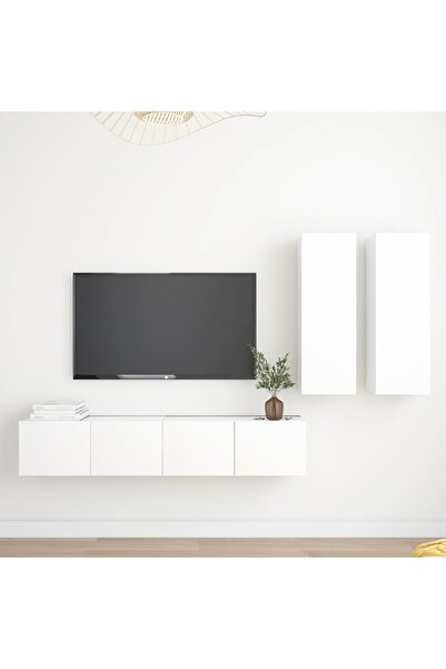 Concept Set dulapuri TV, 4 piese, alb, PAL