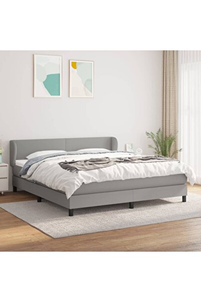 Concept Pat continental cu saltea, gri deschis, 160x200 cm, textil