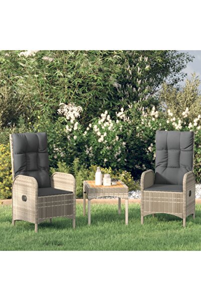 Concept Set mobilier de grădină cu perne, 3 piese, gri, poliratan
