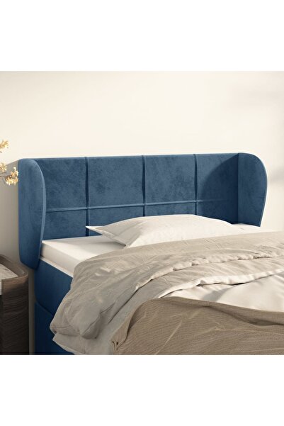 Concept Tăblie pat cu aripioare albastru închis 103x23x78/88 cm catifea