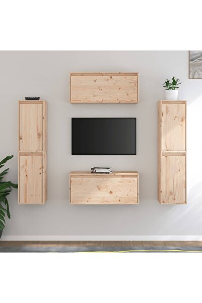 Concept Comode TV, 6 buc., lemn masiv de pin