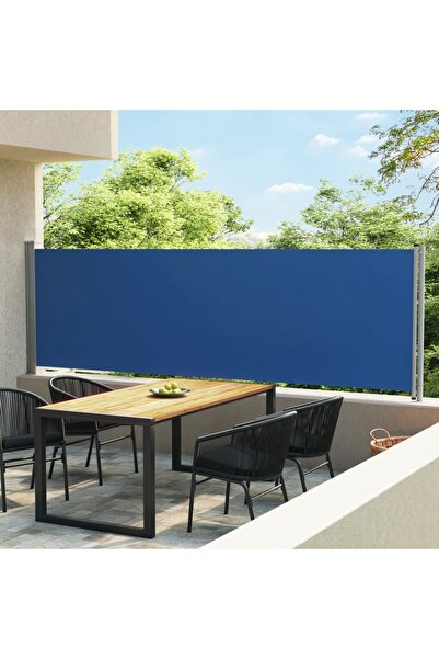 Concept Copertină laterală retractabilă de terasă, albastru, 140x600 cm