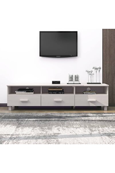 Concept Comodă TV, alb, 158x40x40 cm, lemn masiv de pin