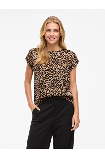 VILA Oberteil mit kurzen Ärmeln VIELLETTE Rundhals