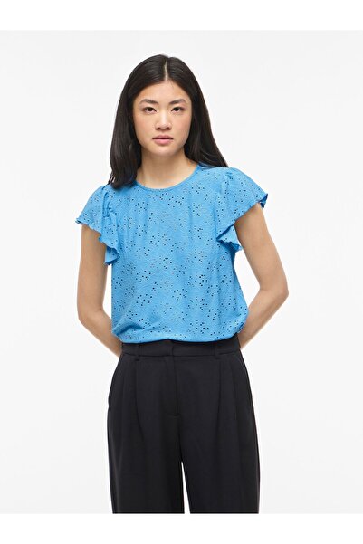 VILA Oberteil mit kurzen Ärmeln VIKAWA Rundhals