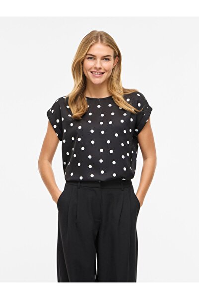 VILA Oberteil mit kurzen Ärmeln VIELLETTE Rundhals