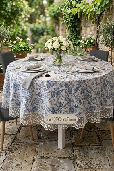 Rona Home Πολυτελές ψηφιακό στρογγυλό ύφασμα τραπεζιού με τύπωμα με μοτίβο μπ...