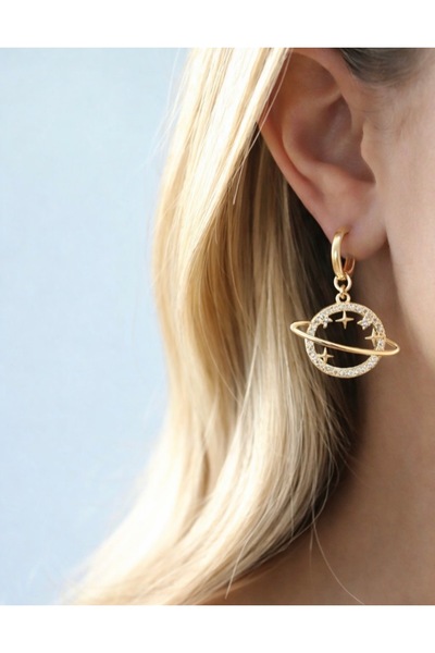 Markiz Takı Gold Saturn Earrings