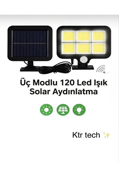 KTR TECH Güneş Enerjili Solar Lamba Led Sokak Dış Ortam Solar Bahçe Aydınlatm...