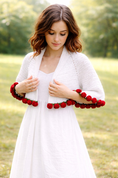 diğerr1 Megahan kırmızı güllu beyaz buket el orgusu hedıyelık kadın şal,trend...