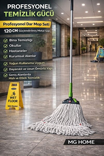 VENON SET⚠️%100 PAMUK ❤️METAL KALIN SAPLI Beyaz Islak Mop Takımı ❤️ Çift Kova...