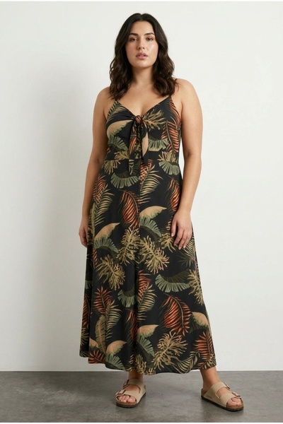 Stil Diva Φόρεμα μάξι λύκρα με λουλουδάτο σχέδιο και λουράκια στο στήθος, σε ...