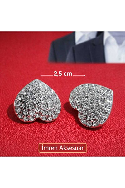 İMREN AKSESUAR 2,5 CM sivi metalizovani kristal u obliku srca Sa kamenčićima ...