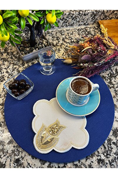 Aylia Home 3 Adet Boncuklu Sunumluk Peçete,Kokteyl Peçete,Kahve Yanı Sunum Pe...