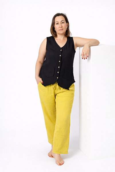 Turkotton 100% موسلين مع تفاصيل أزرار قطن سترة