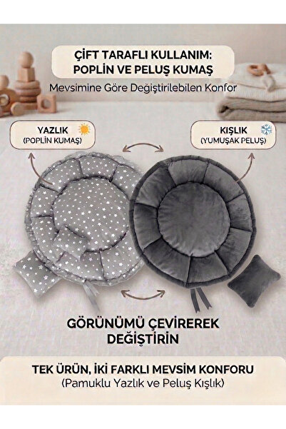 Patiderm Çift Taraflı Kedi & Köpek Yatağı Ispanyol Model - Gri