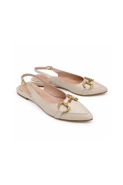 evva shoes حذاء بابيت من الجلد الطبيعي باللون البيج، مريح للغاية وأنيق