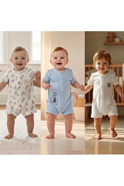 ALTINTAŞ BABY Safari Time Kısa Kollu Alttan Çıtçıtlı Yumoş, Hafif ve Nefes Al...