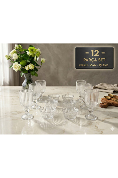 Nuvo طقم تقديم أكواب الماء الزجاجية باللون البني من إليسيا دارين، مجموعة من 1...