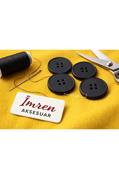 İMREN AKSESUAR İtalyan Düğme Kaban,ceket Ve Hırka 2,5 Cm Mat Siyah Polyester ...