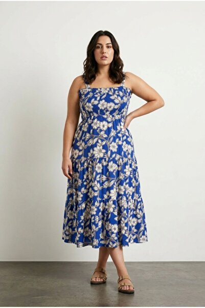 Stil Diva Φόρεμα με μοτίβο λουλουδιών σε μεγάλο μέγεθος με χοντρό λουράκι και...