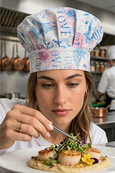 sevilya Adjustable Chef's Beret Adjustable Chef's Hat Chef Hat Patterned Chef...