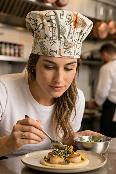 sevilya Adjustable Chef's Beret Adjustable Chef's Hat Chef Hat Patterned Chef...