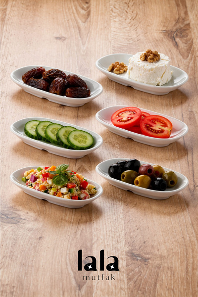Lala Mutfak Gözde Kayık Tabak (6'lı Set) – Melamin Garnitür, Meze, Kahvaltılı...