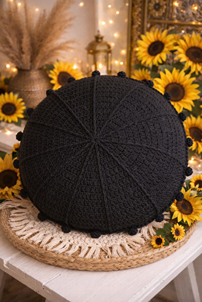 Günebakan Handmade Pillow "Hanım Evi Kırlent" - Black