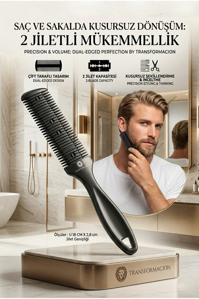 Transformacion 2 Jiletli Kırık Saç Sakal Düzletme Inceltme Tarağı 716861