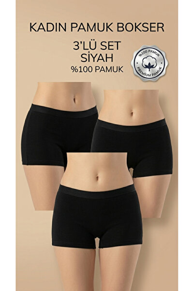 KOTA Kadın 3'Lü Boxer Pamuklu Külot